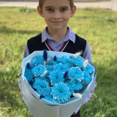 Букет цветов День знаний  №8 бирюзовый