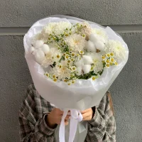 Букет облачко с ромашкой и хлопком