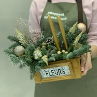 Композиция в ящике Зимняя сказка (золото)